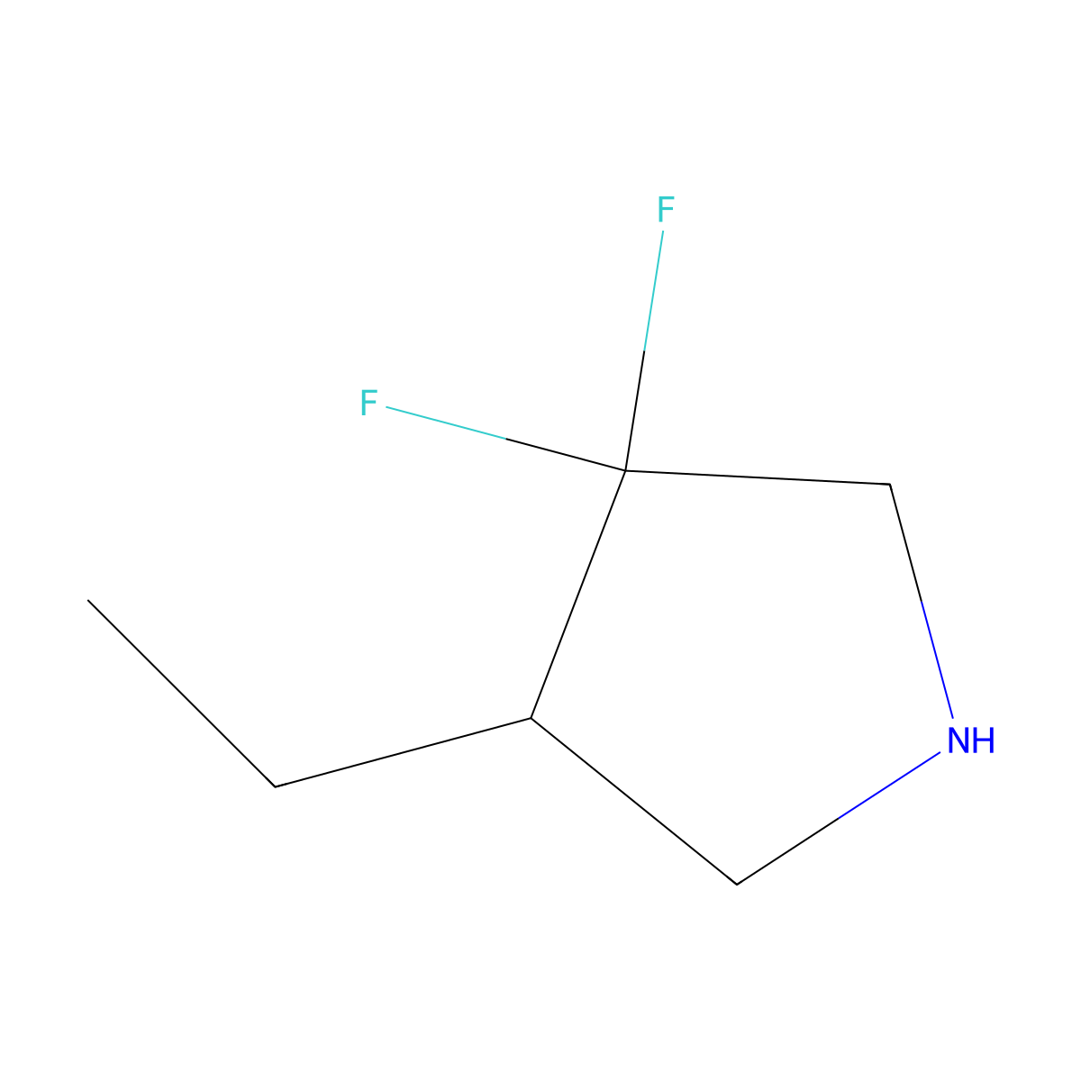 4-Ethyl-3,3-difluoropyrrolidine molecular structure, CAS 1782434-07-4