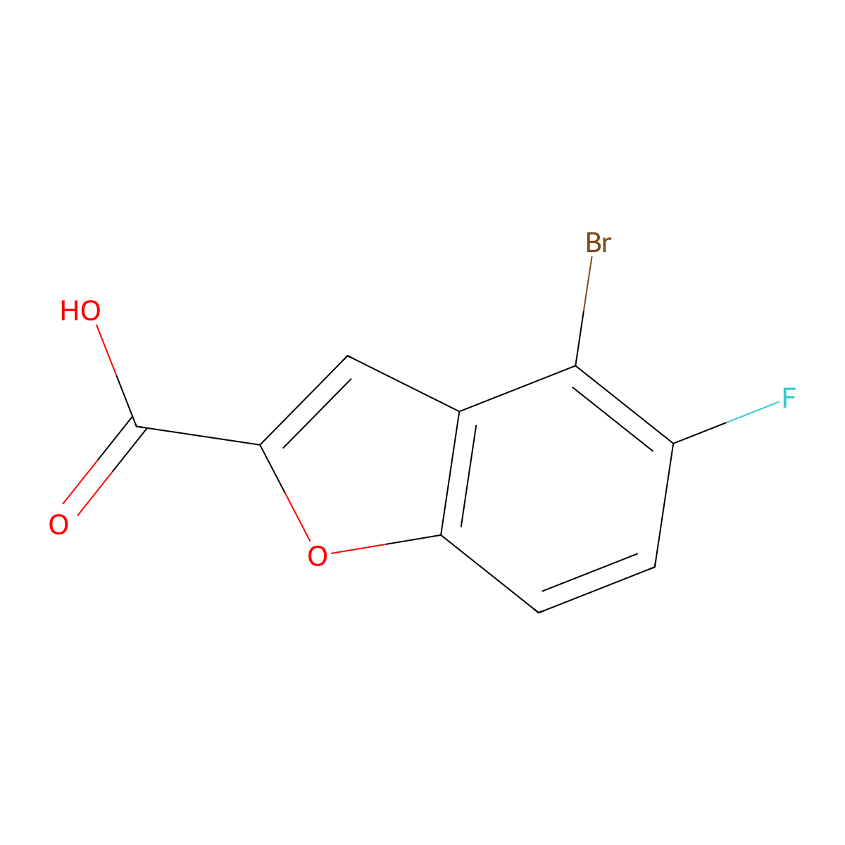 4-Bromo-5-fluoro-2-benzofurancarboxylic acid molecular structure, CAS 1782443-34-8