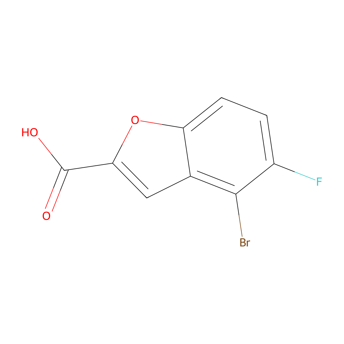 4-Bromo-5-fluoro-2-benzofurancarboxylic acid molecular structure, CAS 1782443-34-8
