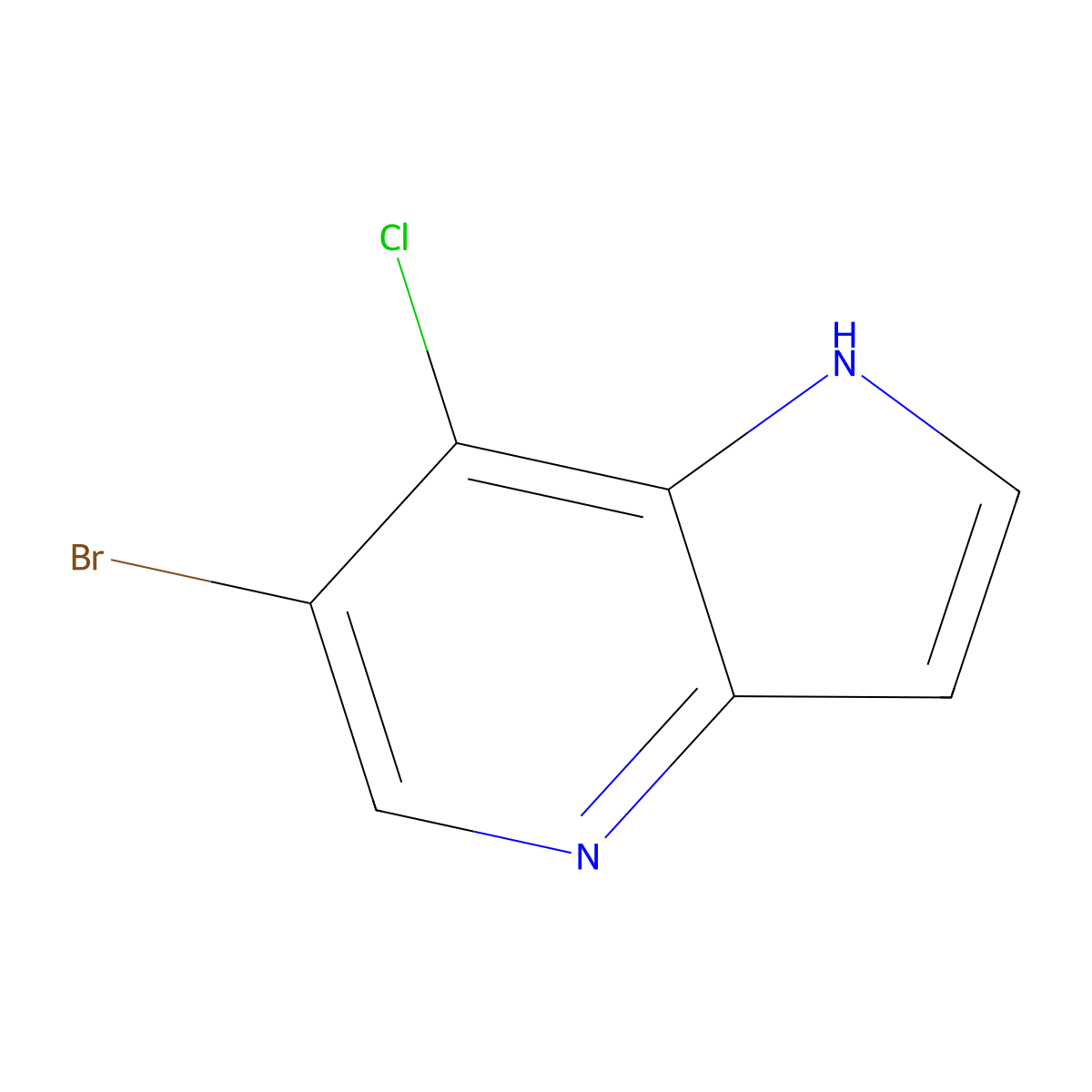 6-Bromo-7-chloro-1H-pyrrolo[3,2-b]pyridine molecular structure, CAS 1782443-46-2
