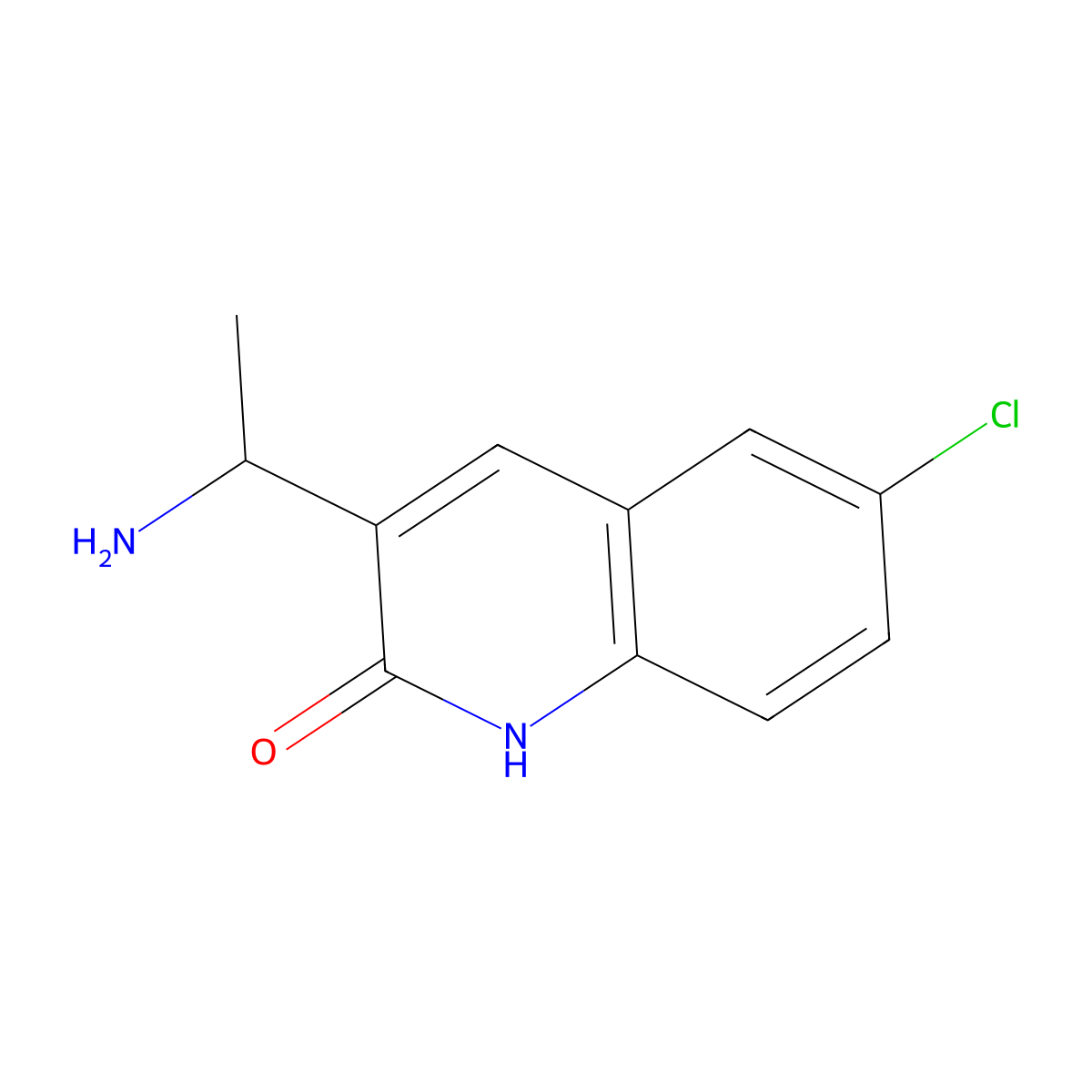 3-(1-Aminoethyl)-6-chloroquinolin-2(1H)-one molecular structure, CAS 1782446-73-4