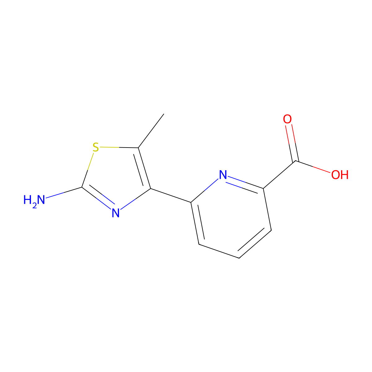 6-(2-Amino-5-methyl-1,3-thiazol-4-YL)pyridine-2-carboxylic acid molecular structure, CAS 1782456-16-9