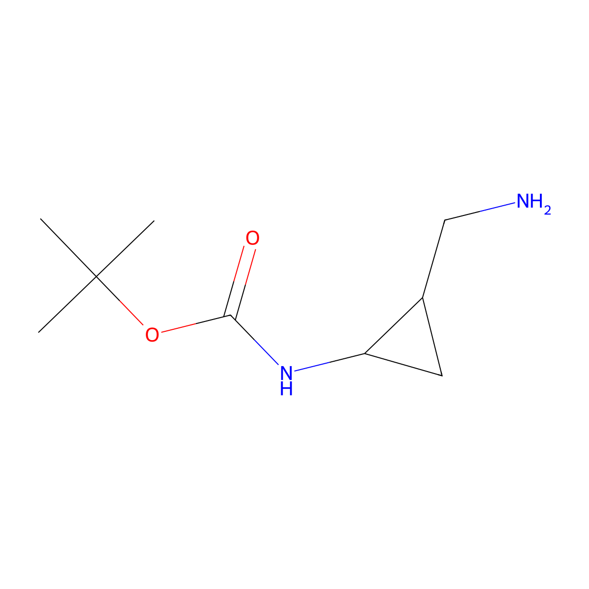 tert-butyl N-[2-(aminomethyl)cyclopropyl]carbamate molecular structure, CAS 1782457-12-8