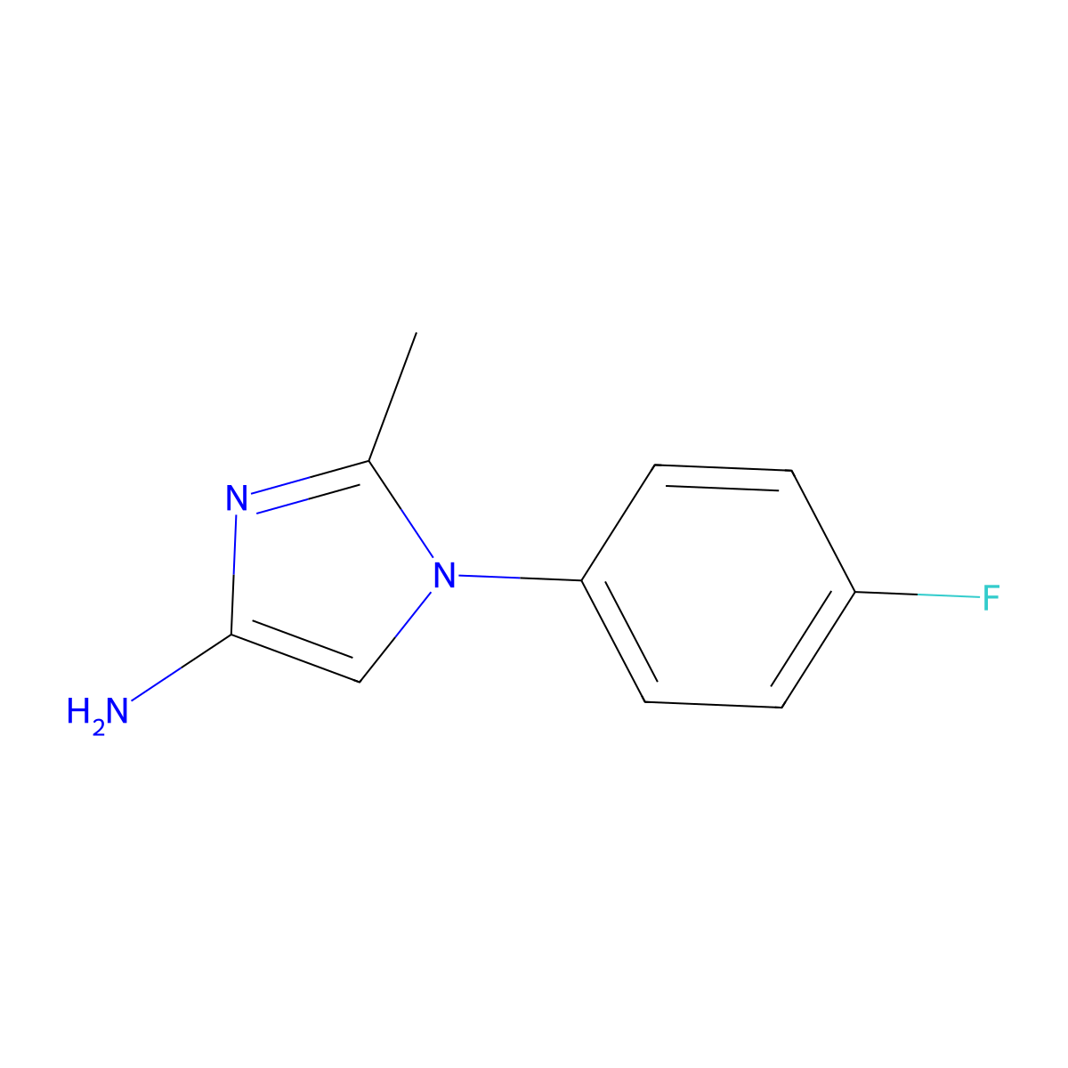 1-(4-fluorophenyl)-2-methyl-1H-imidazol-4-amine molecular structure, CAS 1782457-40-2