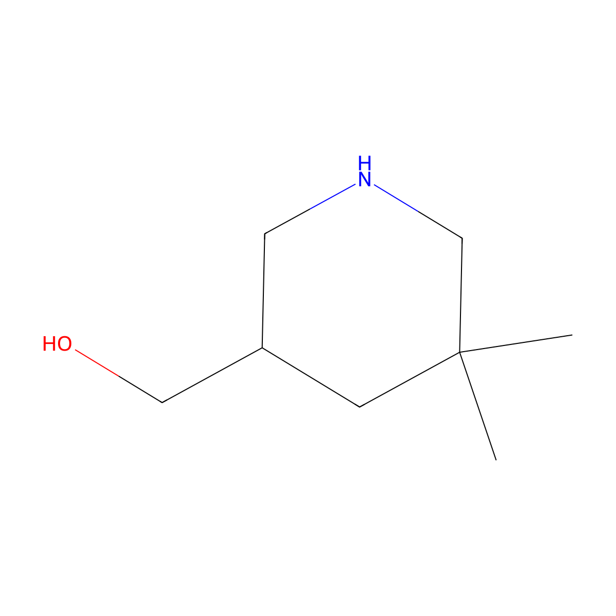 (5,5-Dimethylpiperidin-3-yl)methanol molecular structure, CAS 1782479-32-6