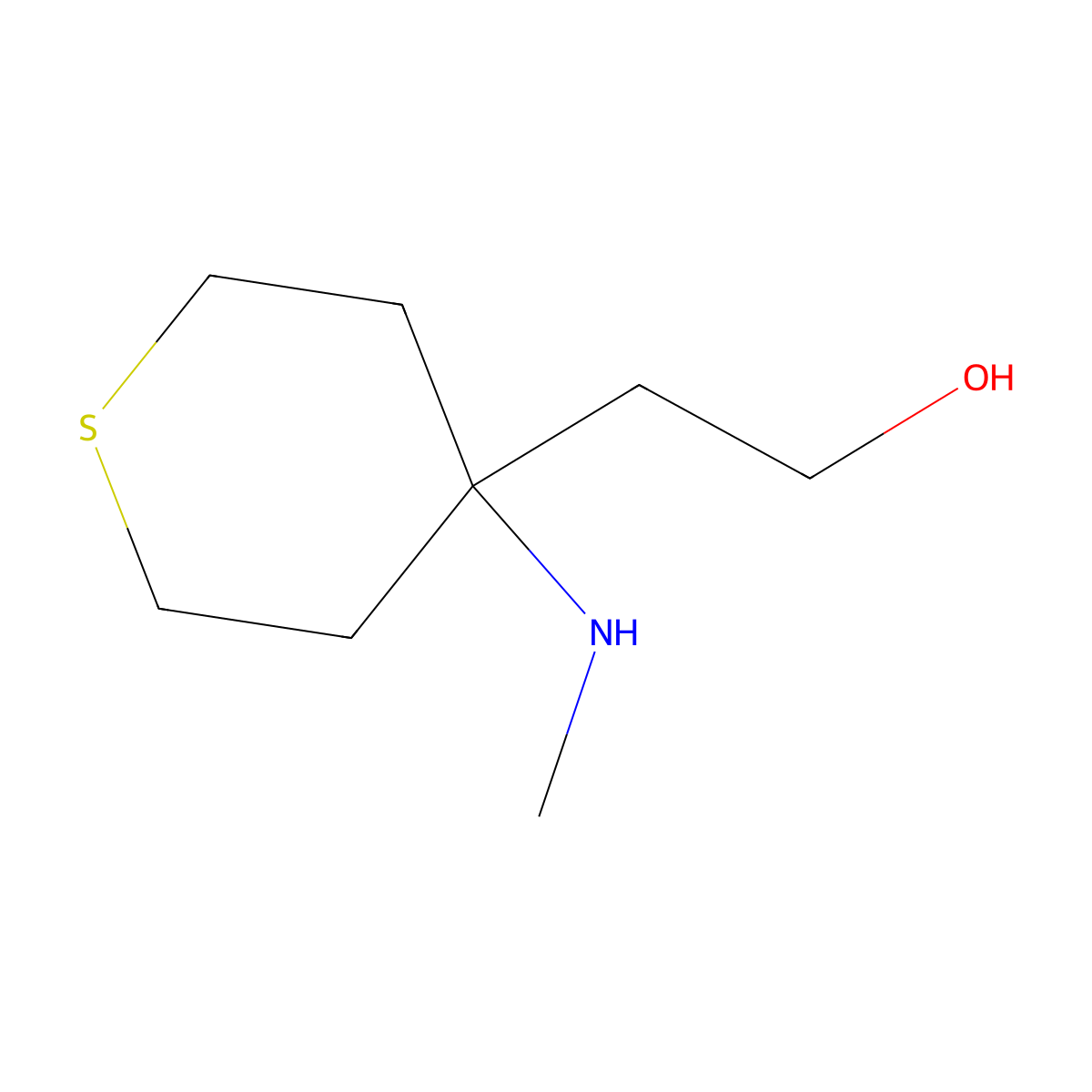 2-[4-(Methylamino)thian-4-yl]ethan-1-ol molecular structure, CAS 1782480-71-0