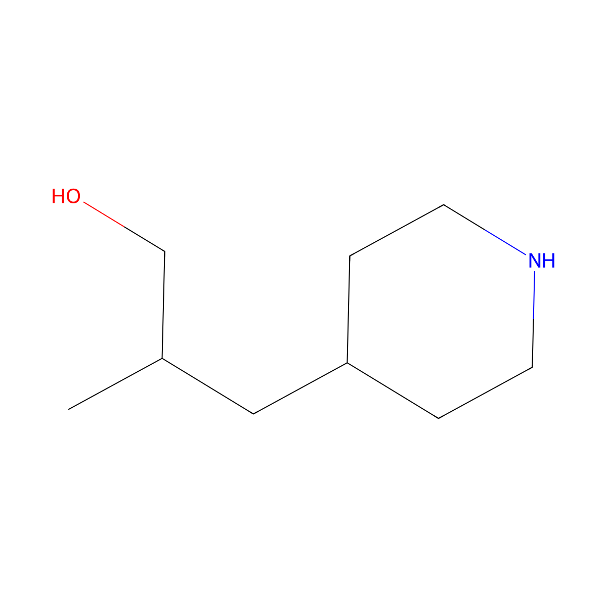 2-Methyl-3-(piperidin-4-yl)propan-1-ol molecular structure, CAS 1782482-36-3
