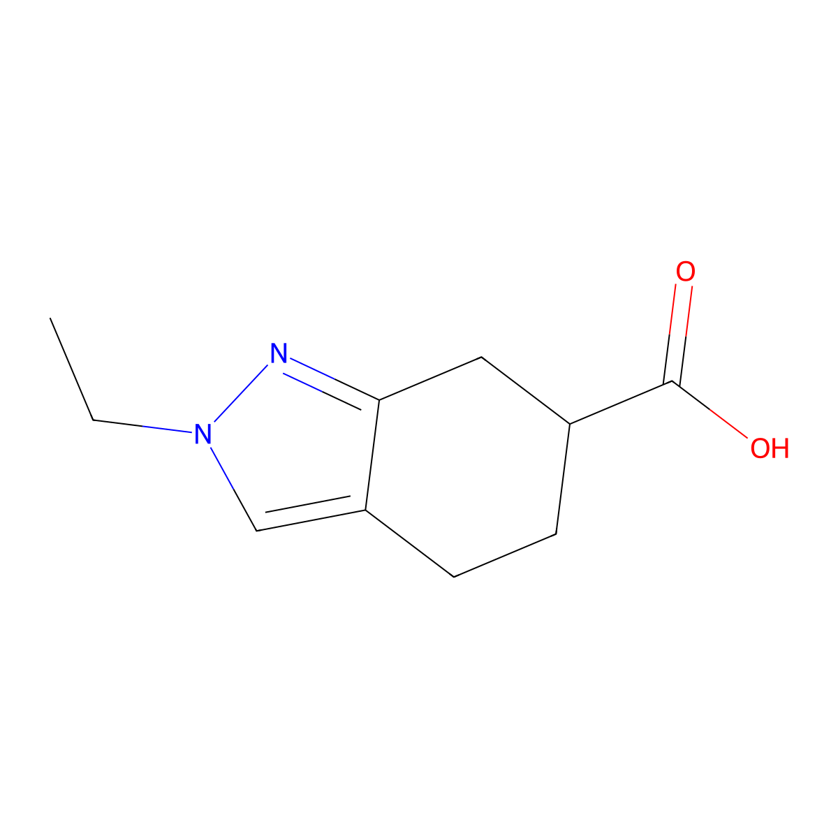 2-ethyl-4,5,6,7-tetrahydro-2H-indazole-6-carboxylic acid molecular structure, CAS 1782487-37-9
