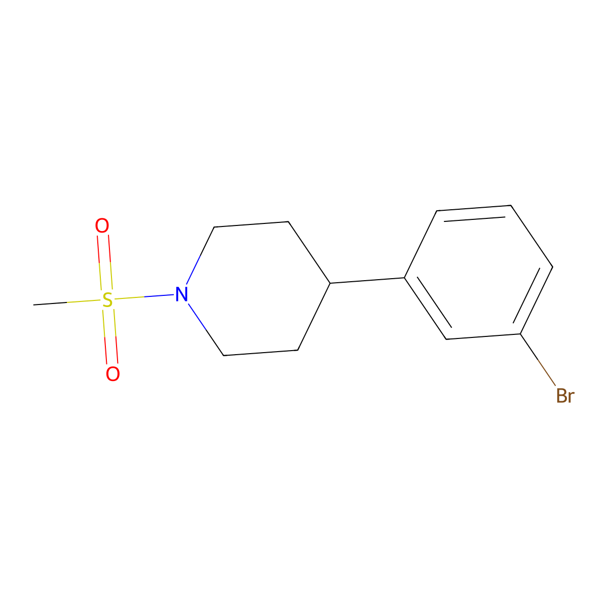 4-(3-Bromophenyl)-1-(methylsulfonyl)piperidine molecular structure, CAS 1782489-29-5