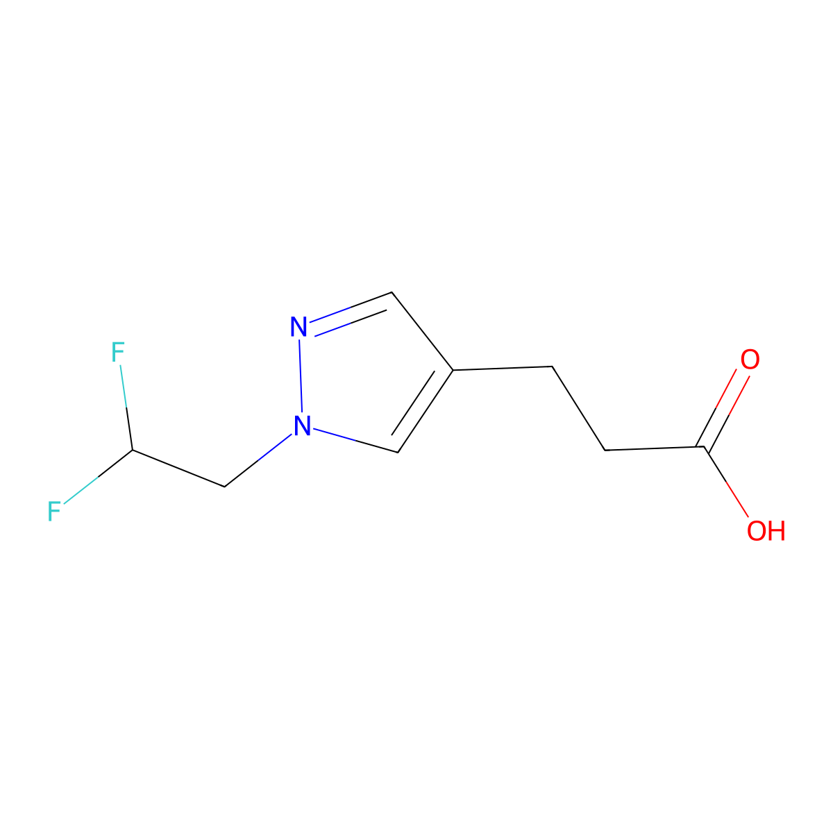 3-[1-(2,2-difluoroethyl)-1H-pyrazol-4-yl]propanoic acid molecular structure, CAS 1782490-78-1