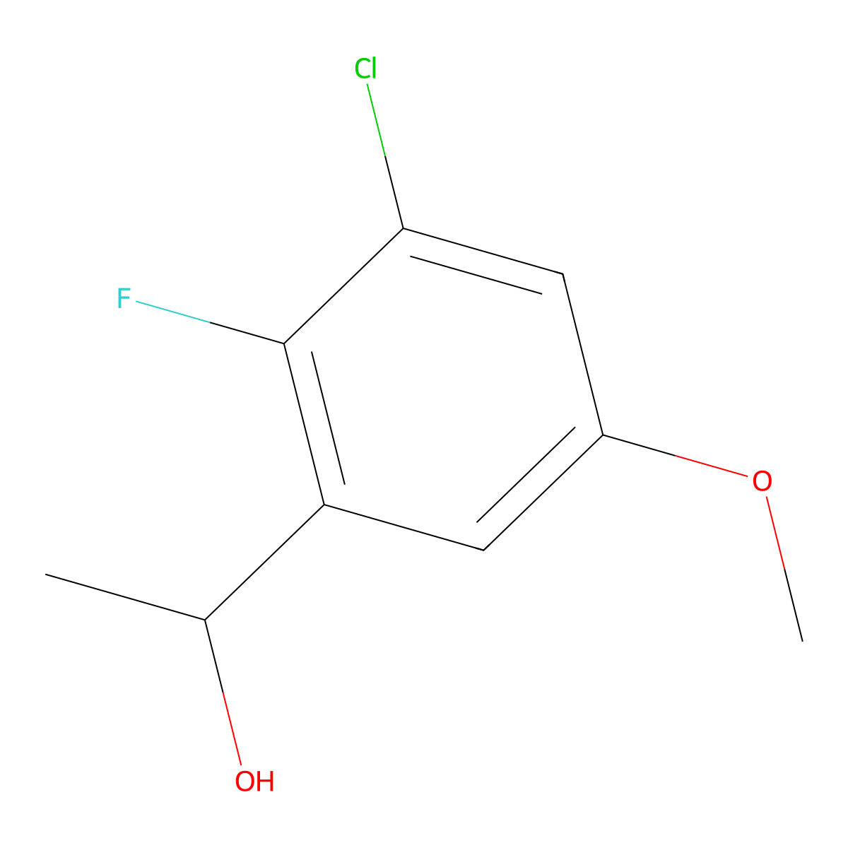 1-(3-Chloro-2-fluoro-5-methoxyphenyl)ethanol molecular structure, CAS 1782494-74-9