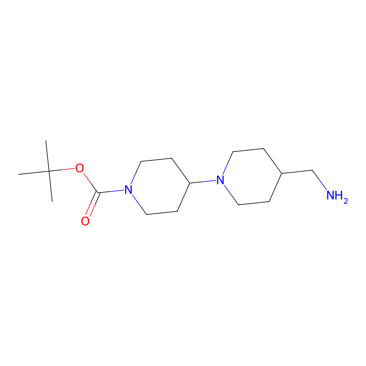 Tert-butyl 4-[4-(aminomethyl)piperidin-1-yl]piperidine-1-carboxylate molecular structure, CAS 1782499-51-7
