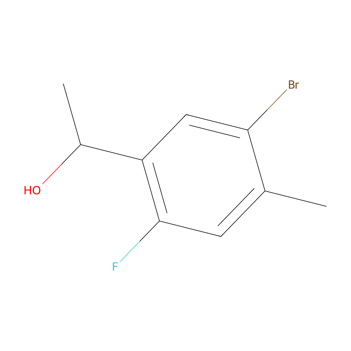 1-(5-Bromo-2-fluoro-4-methylphenyl)ethanol molecular structure, CAS 1782509-55-0