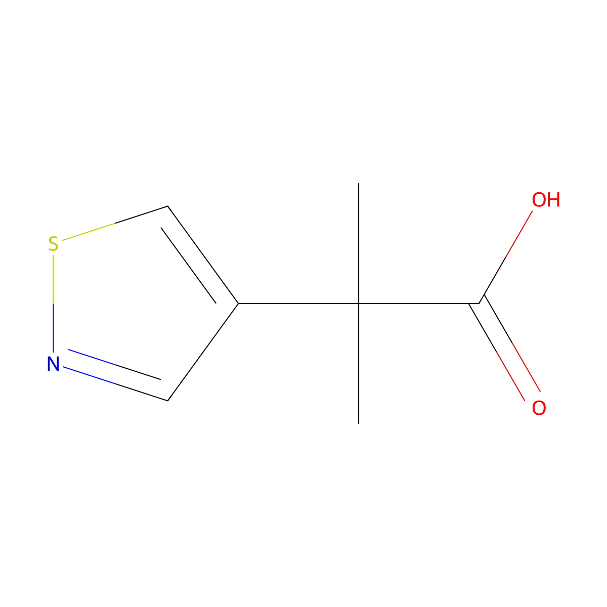 2-Methyl-2-(1,2-thiazol-4-yl)propanoic acid molecular structure, CAS 1782514-67-3