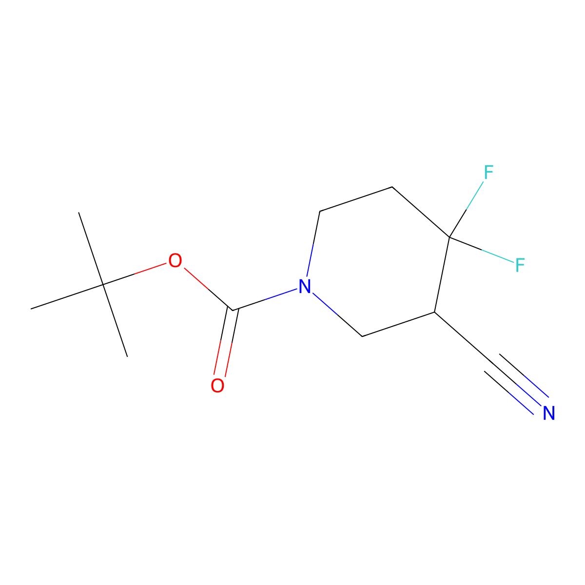 Tert-butyl 3-cyano-4,4-difluoropiperidine-1-carboxylate molecular structure, CAS 1782516-27-1