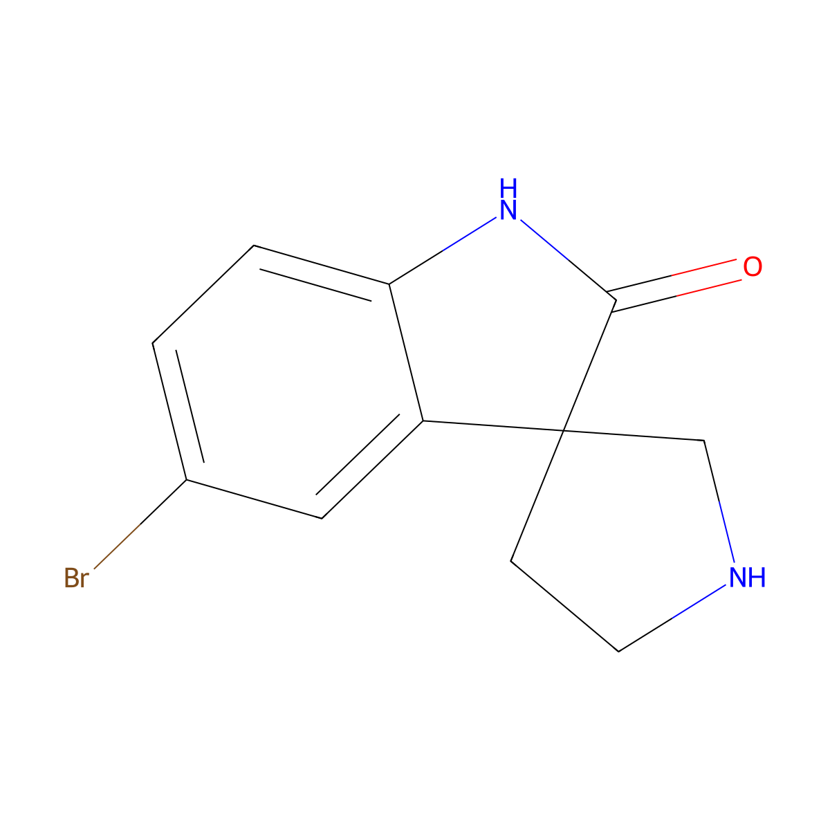 5-Bromospiro[indoline-3,3'-pyrrolidin]-2-one molecular structure, CAS 1782518-75-5