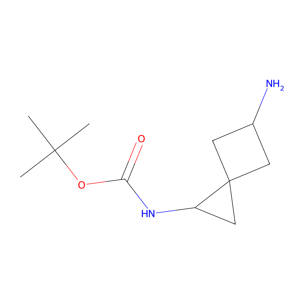 tert-butyl N-{5-aminospiro[2.3]hexan-1-yl}carbamate molecular structure, CAS 1782526-21-9