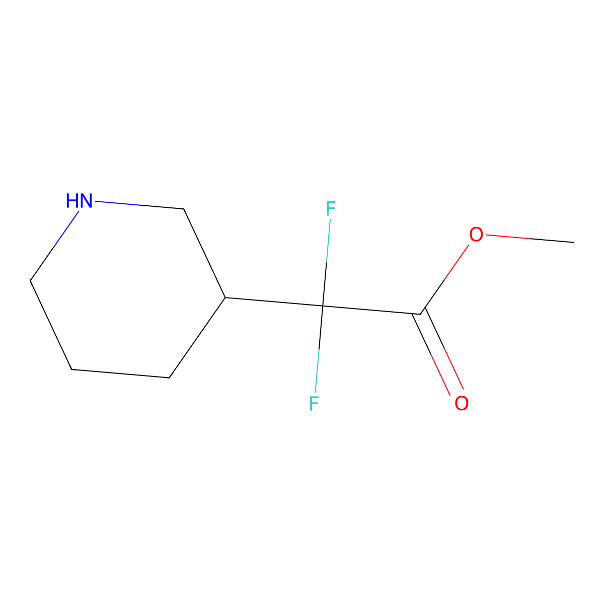 Methyl 2,2-difluoro-2-(piperidin-3-yl)acetate molecular structure, CAS 1782528-82-8