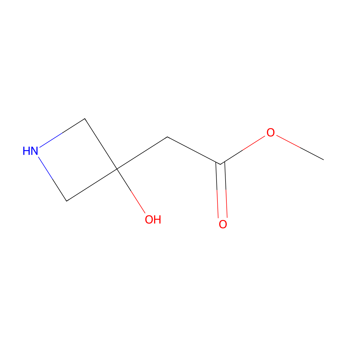 Methyl 2-(3-hydroxyazetidin-3-yl)acetate molecular structure, CAS 1782529-95-6