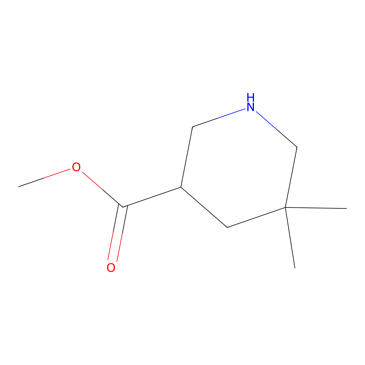 Methyl 5,5-dimethylpiperidine-3-carboxylate molecular structure, CAS 1782530-55-5