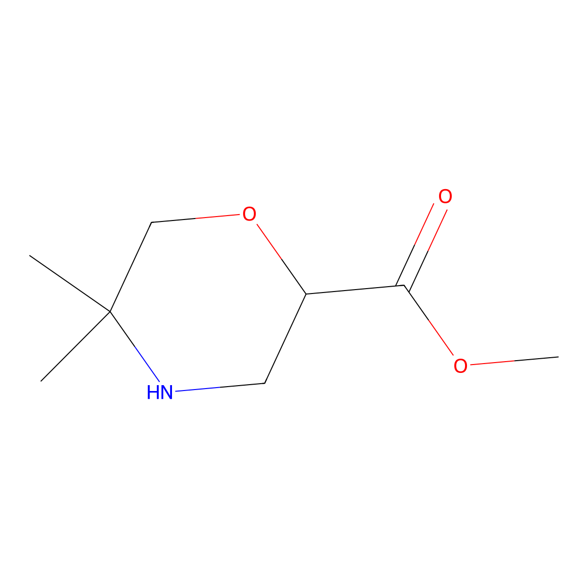Methyl 5,5-dimethylmorpholine-2-carboxylate molecular structure, CAS 1782530-82-8