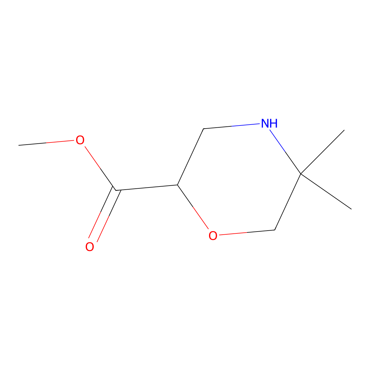 Methyl 5,5-dimethylmorpholine-2-carboxylate molecular structure, CAS 1782530-82-8
