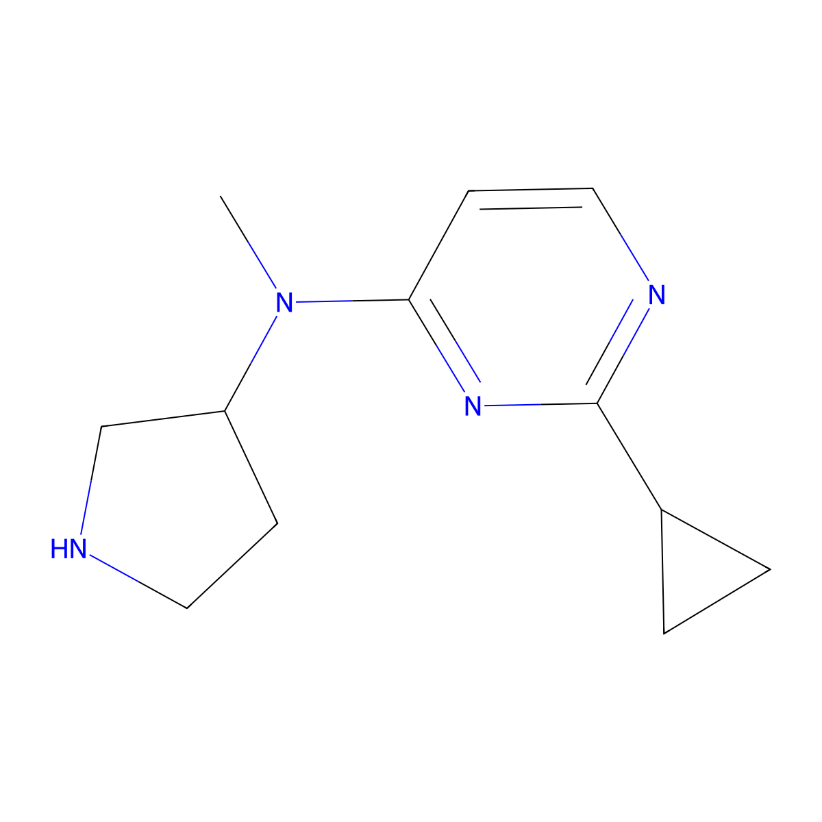 2-cyclopropyl-N-methyl-N-(pyrrolidin-3-yl)pyrimidin-4-amine molecular structure, CAS 1782531-01-4