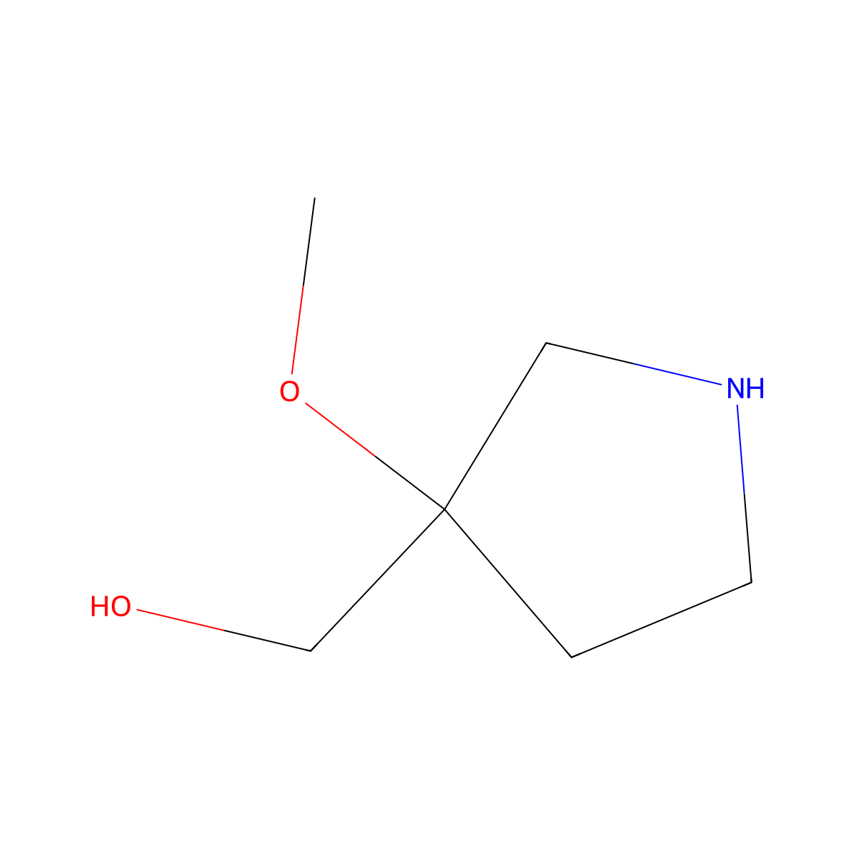(3-Methoxypyrrolidin-3-yl)methanol molecular structure, CAS 1782532-46-0