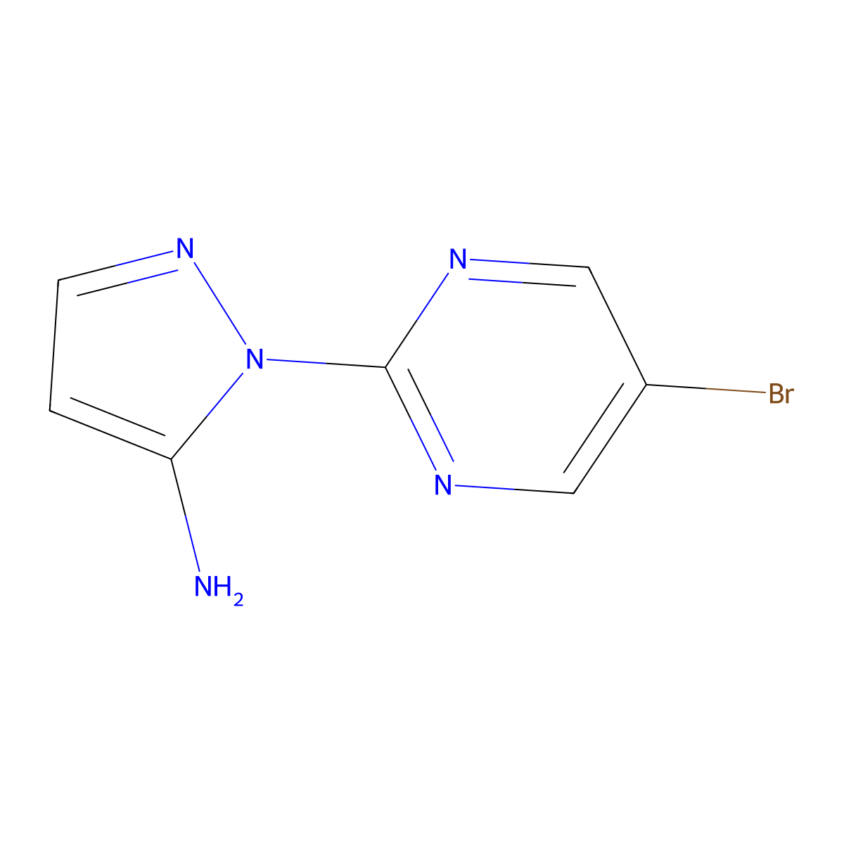 1-(5-bromopyrimidin-2-yl)-1H-pyrazol-5-amine molecular structure, CAS 1782532-92-6