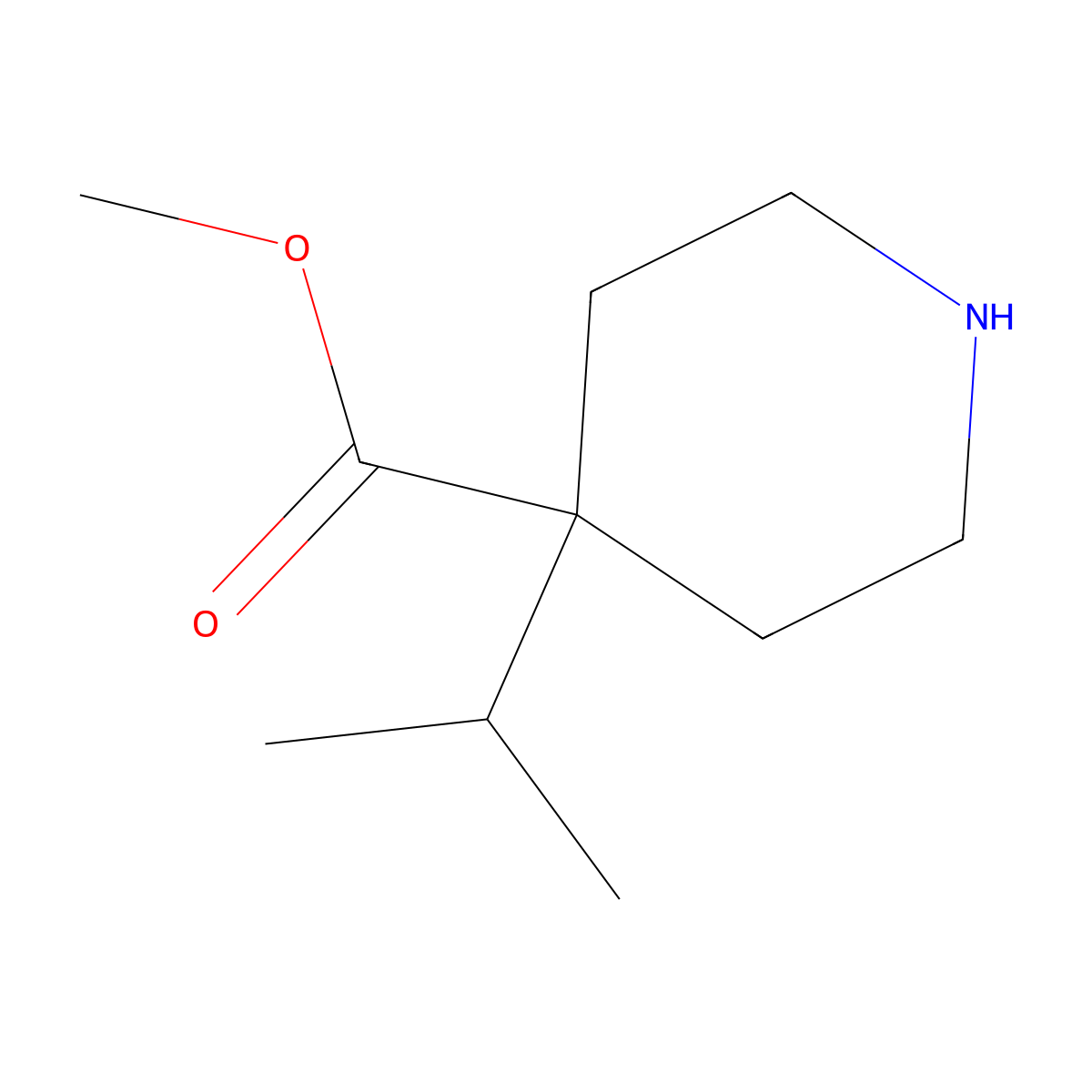 Methyl 4-(propan-2-yl)piperidine-4-carboxylate molecular structure, CAS 1782536-40-6