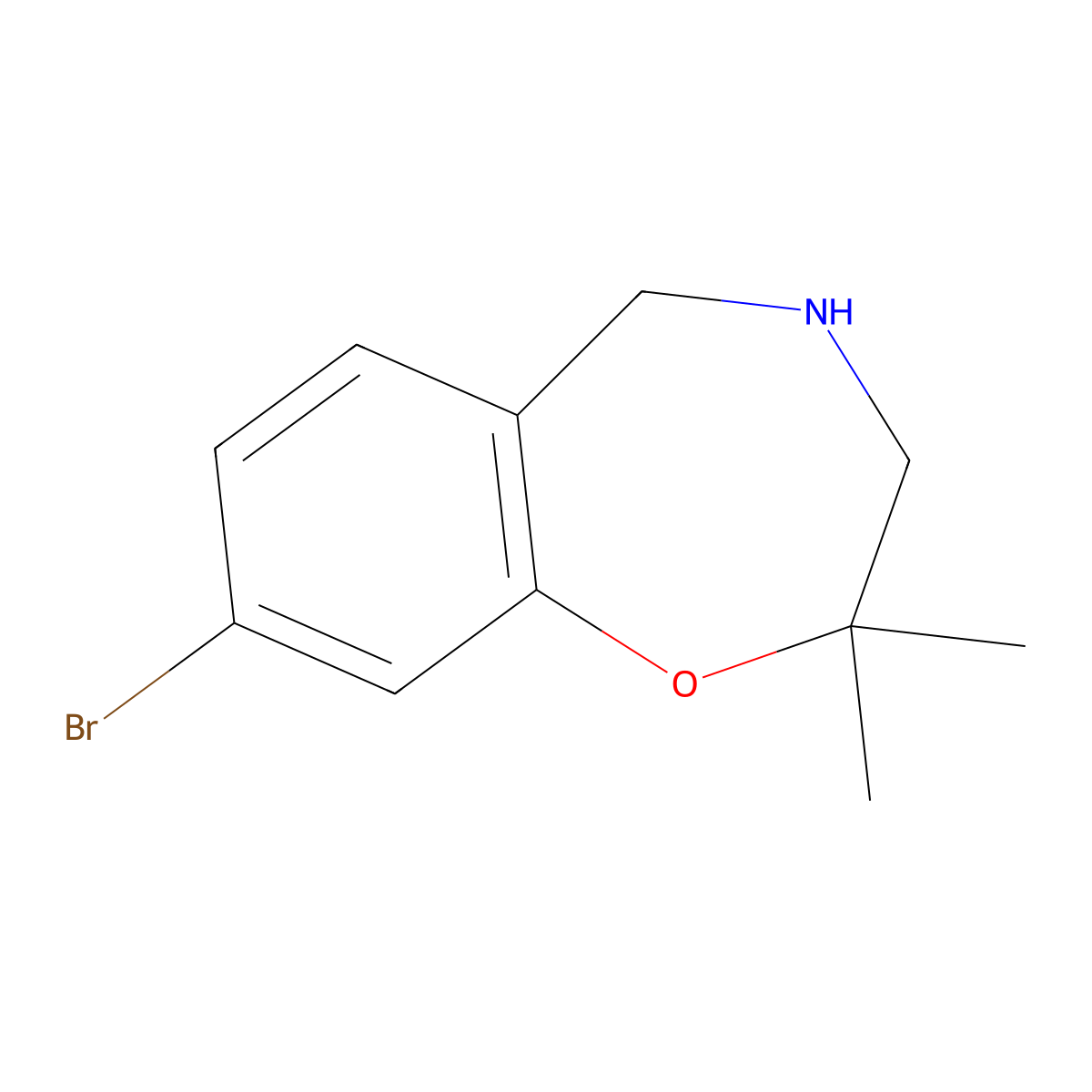 8-Bromo-2,2-dimethyl-2,3,4,5-tetrahydrobenzo[F][1,4]oxazepine molecular structure, CAS 1782540-56-0