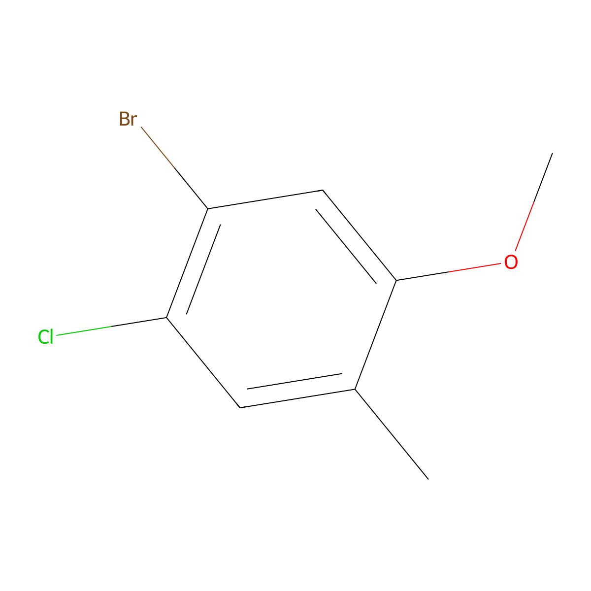 1-Bromo-2-chloro-5-methoxy-4-methylbenzene molecular structure, CAS 1782541-56-3