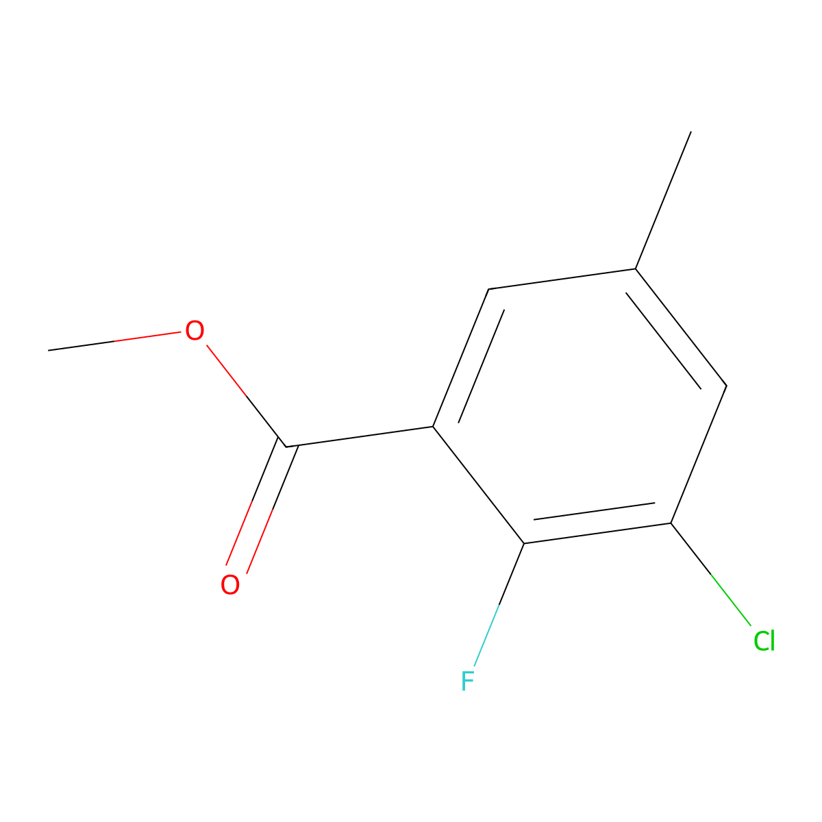 Methyl 3-chloro-2-fluoro-5-methylbenzoate molecular structure, CAS 1782551-21-6