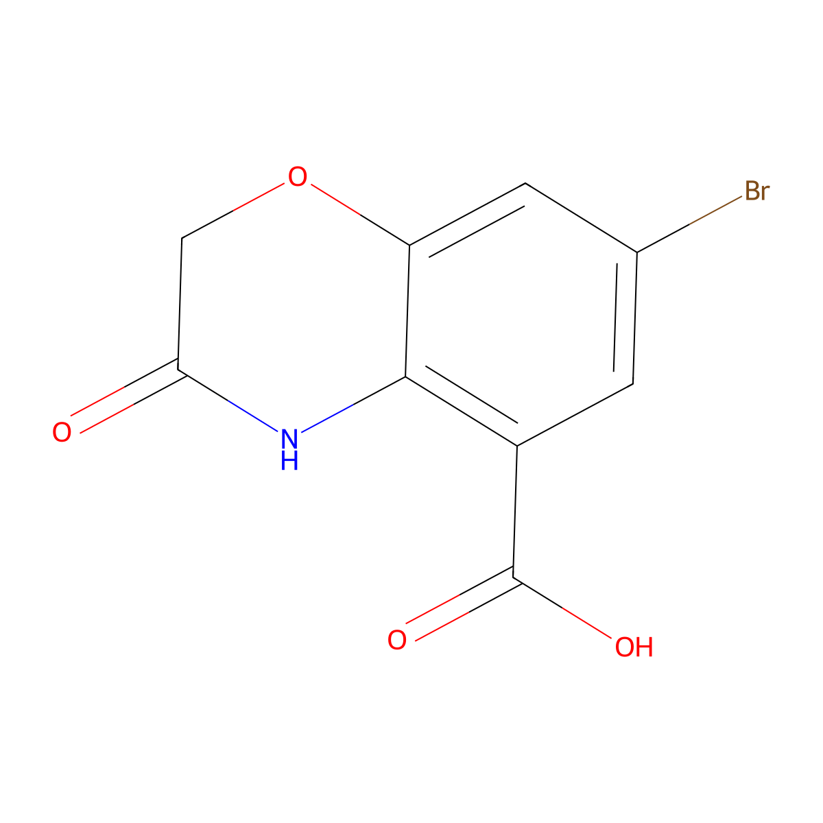 7-bromo-3-oxo-3,4-dihydro-2H-1,4-benzoxazine-5-carboxylic acid molecular structure, CAS 1782554-43-1