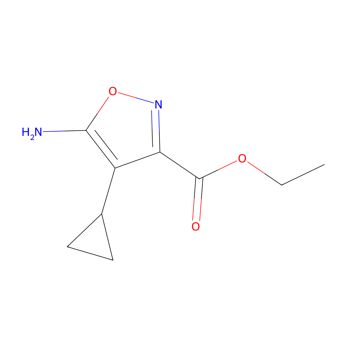 Ethyl 5-amino-4-cyclopropyl-1,2-oxazole-3-carboxylate molecular structure, CAS 1782558-71-7