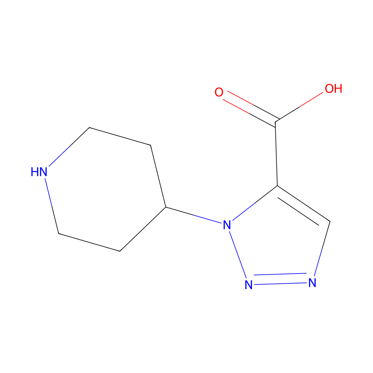 1-(piperidin-4-yl)-1H-1,2,3-triazole-5-carboxylic acid molecular structure, CAS 1782558-77-3