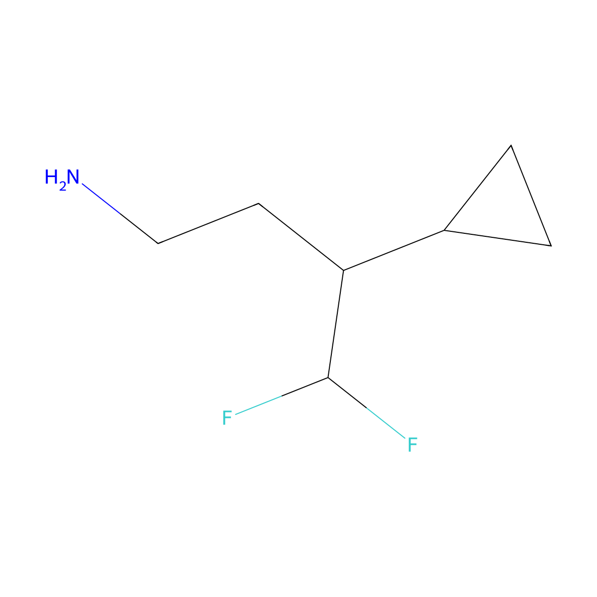 3-Cyclopropyl-4,4-difluorobutan-1-amine molecular structure, CAS 1782559-39-0