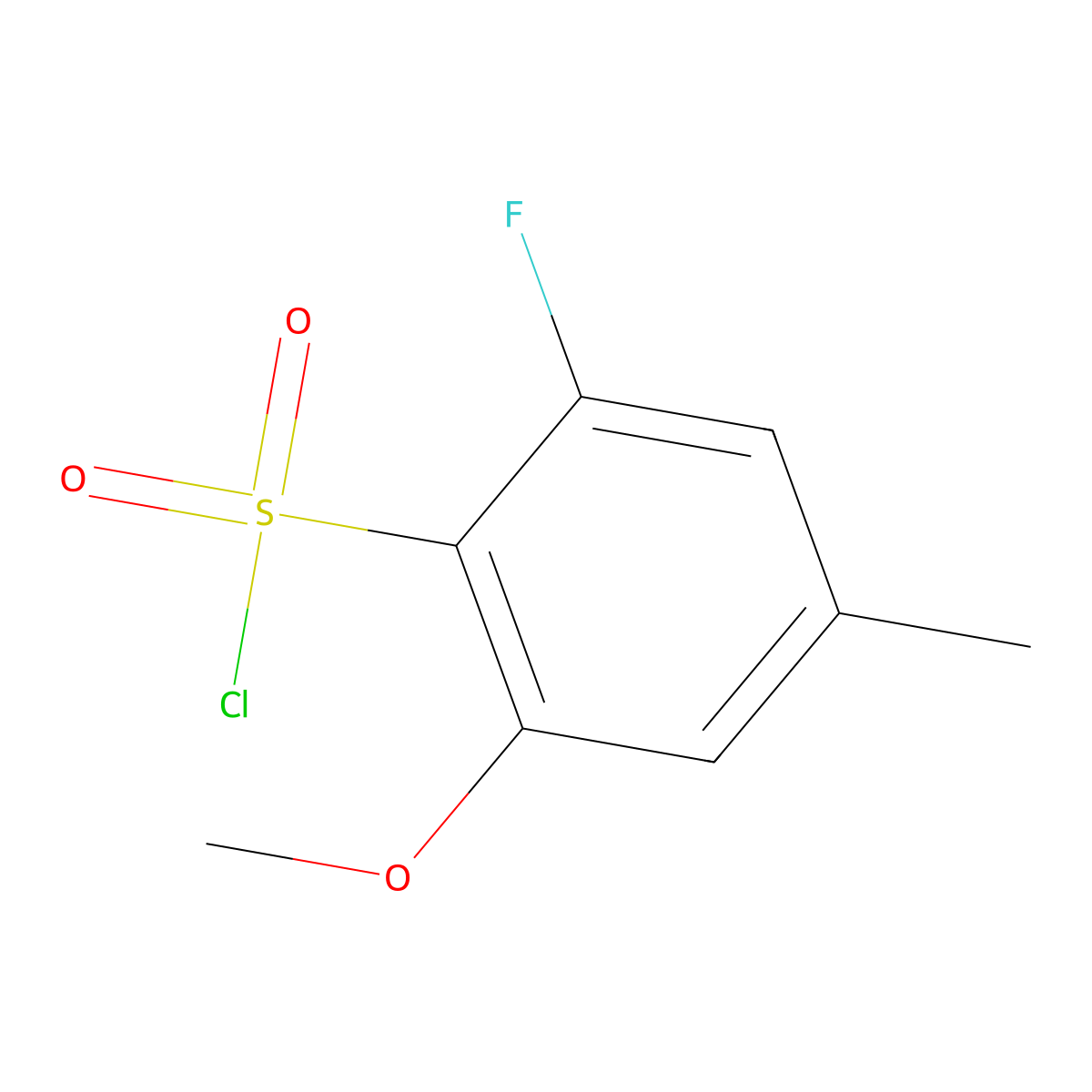 2-Fluoro-6-methoxy-4-methylbenzene-1-sulfonyl chloride molecular structure, CAS 1782559-64-1