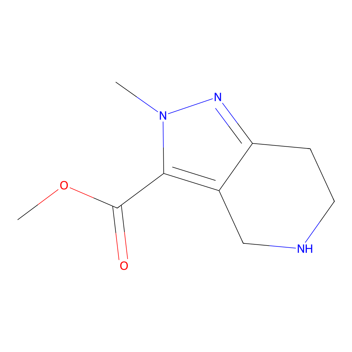 methyl 2-methyl-4,5,6,7-tetrahydro-2H-pyrazolo[4,3-c]pyridine-3-carboxylate molecular structure, CAS 1782560-99-9