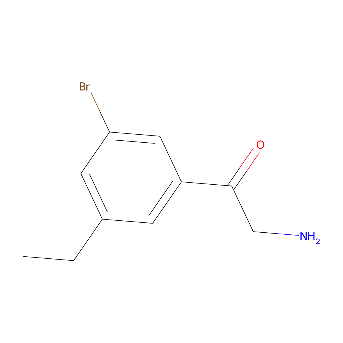 2-Amino-1-(3-bromo-5-ethylphenyl)ethan-1-one molecular structure, CAS 1782575-26-1