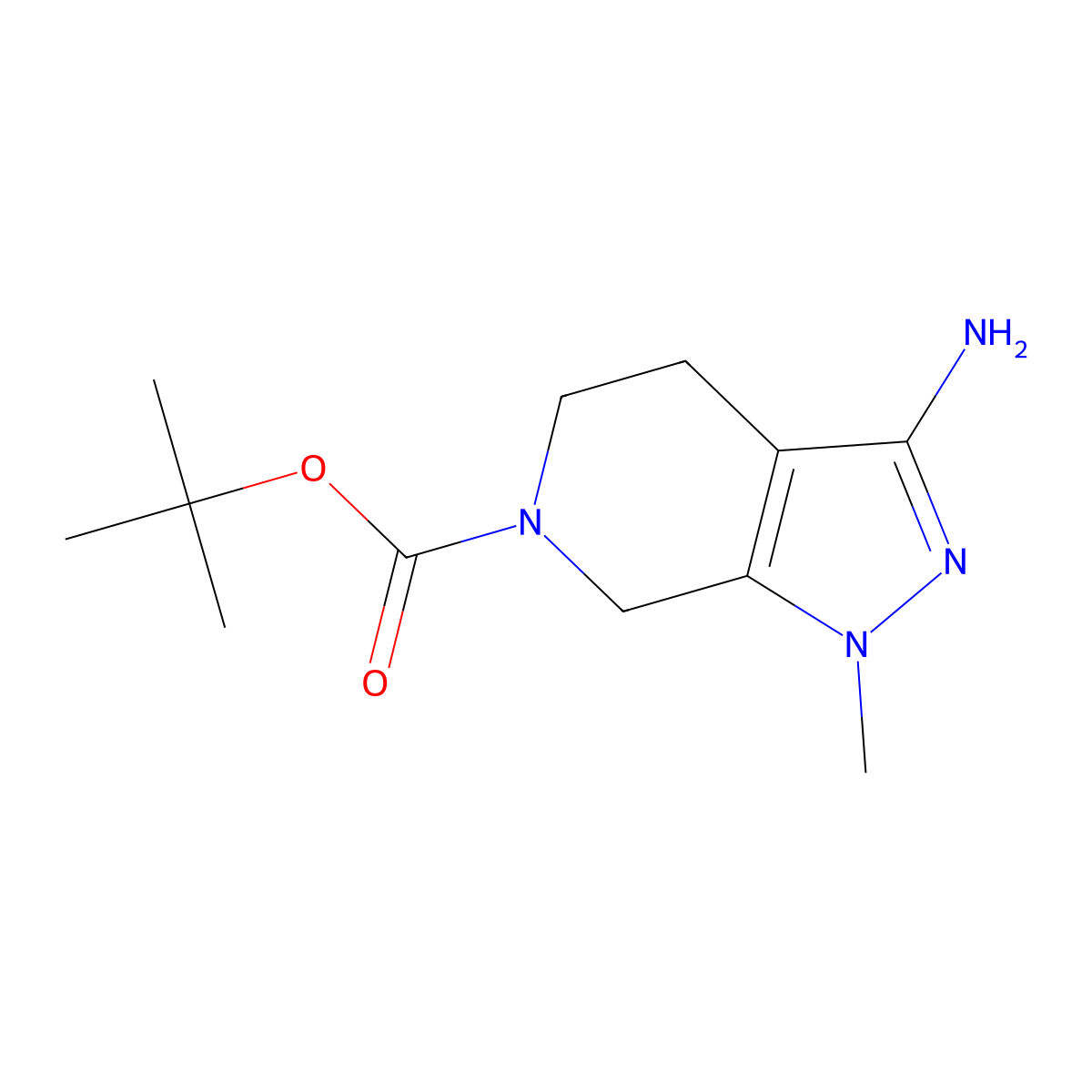 tert-butyl3-amino-1-methyl-1H,4H,5H,6H,7H-pyrazolo[3,4-c]pyridine-6-carboxylate molecular structure, CAS 1782579-44-5
