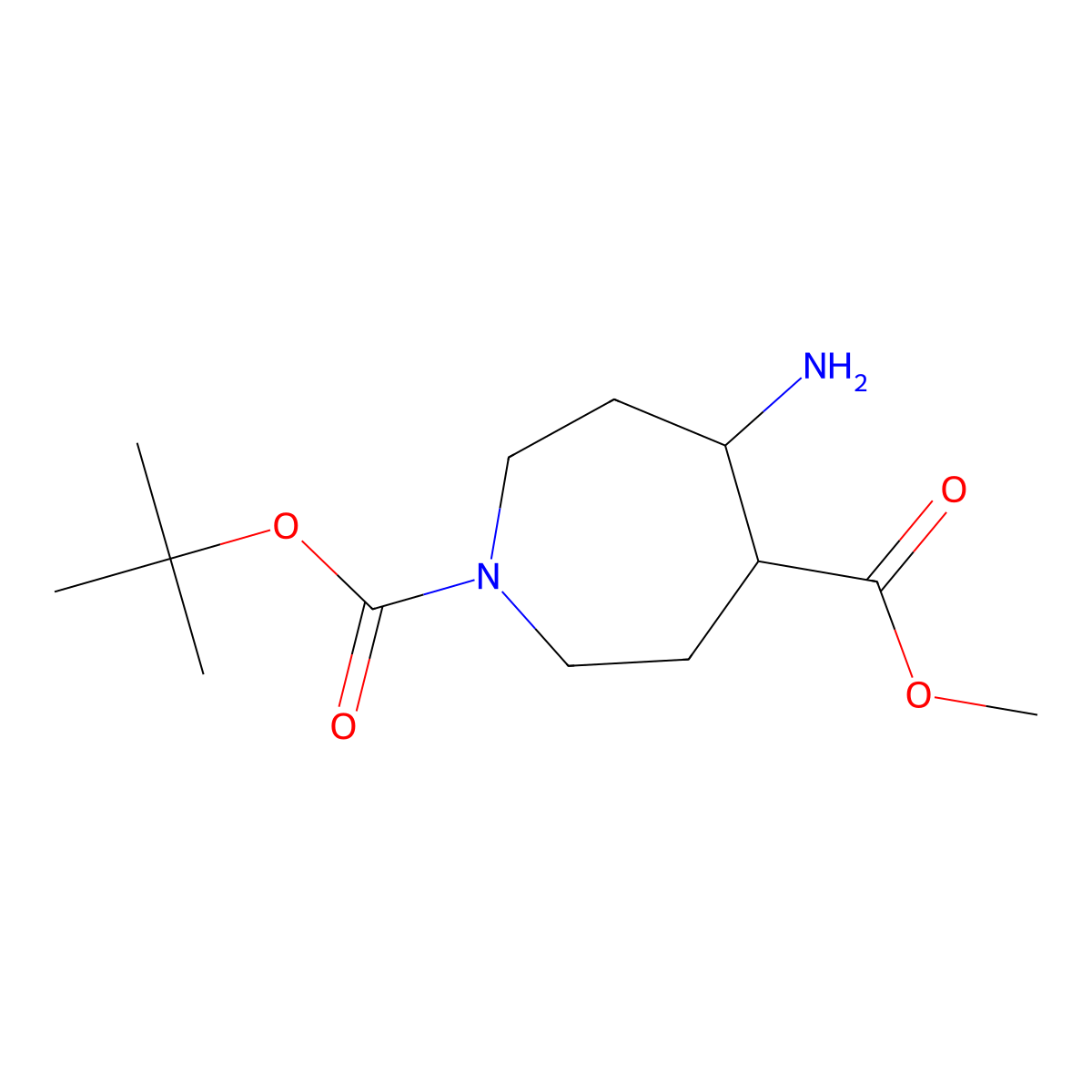 1-Tert-butyl 4-methyl 5-aminoazepane-1,4-dicarboxylate molecular structure, CAS 1782579-99-0