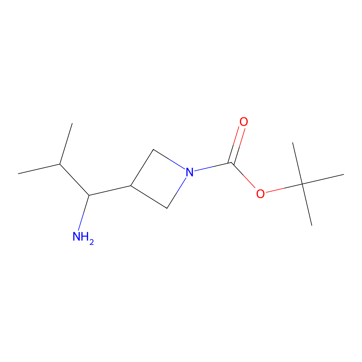 Tert-butyl 3-(1-amino-2-methylpropyl)azetidine-1-carboxylate molecular structure, CAS 1782590-67-3