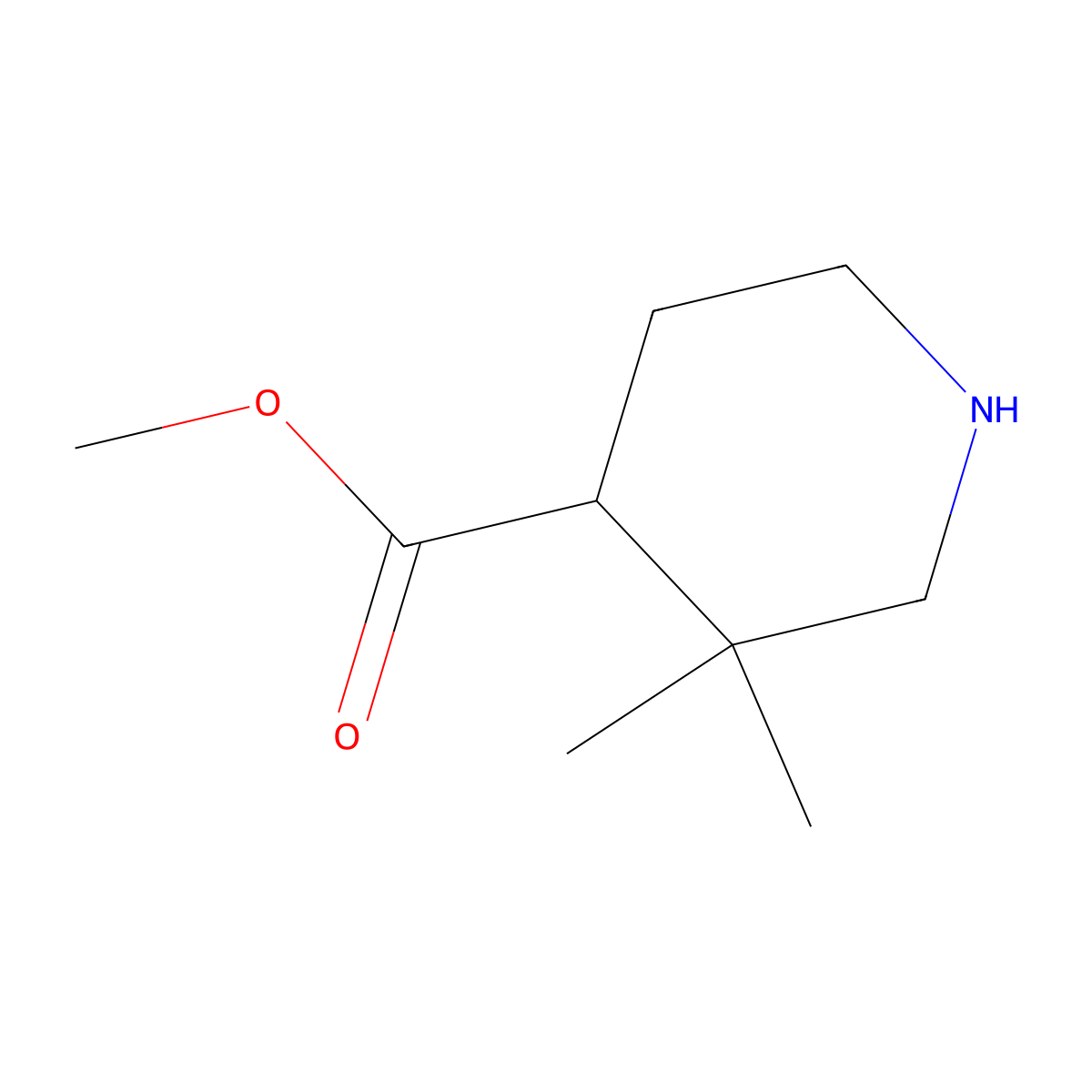 Methyl 3,3-dimethylpiperidine-4-carboxylate molecular structure, CAS 1782591-63-2