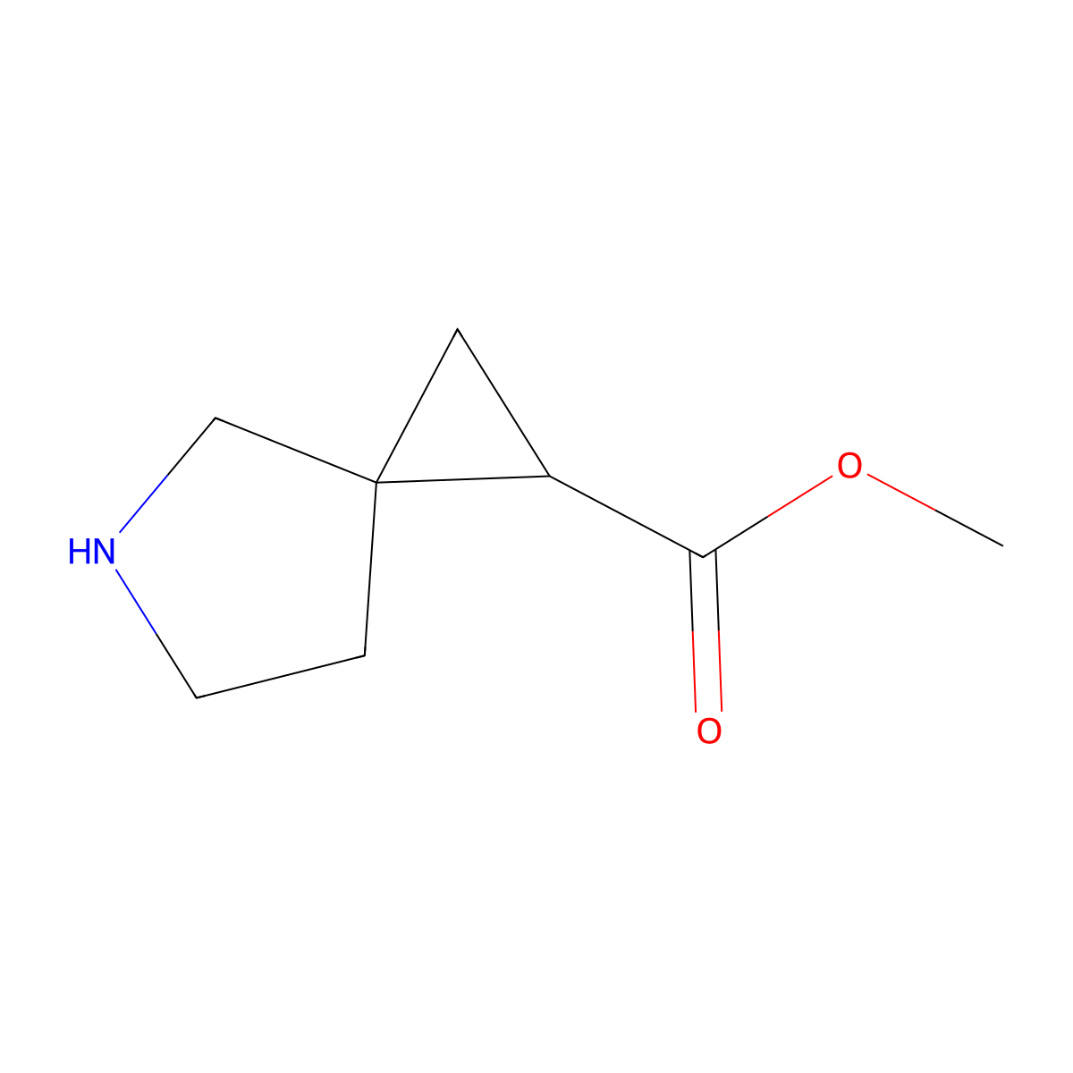 Methyl 5-azaspiro[2.4]heptane-1-carboxylate molecular structure, CAS 1782591-68-7