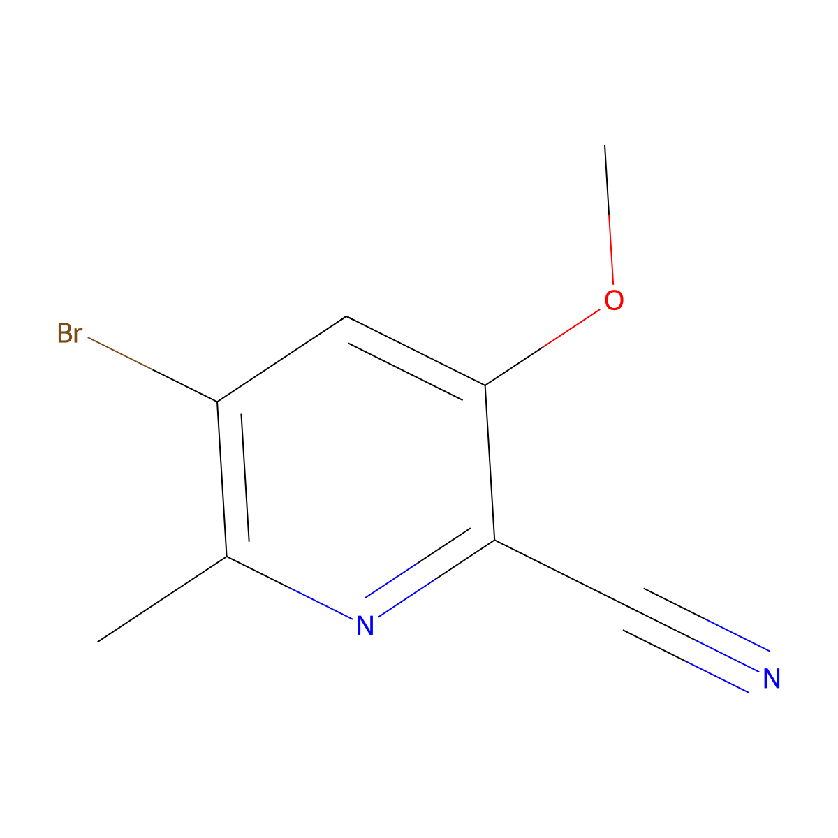 5-Bromo-3-methoxy-6-methylpyridine-2-carbonitrile molecular structure, CAS 1782594-09-5