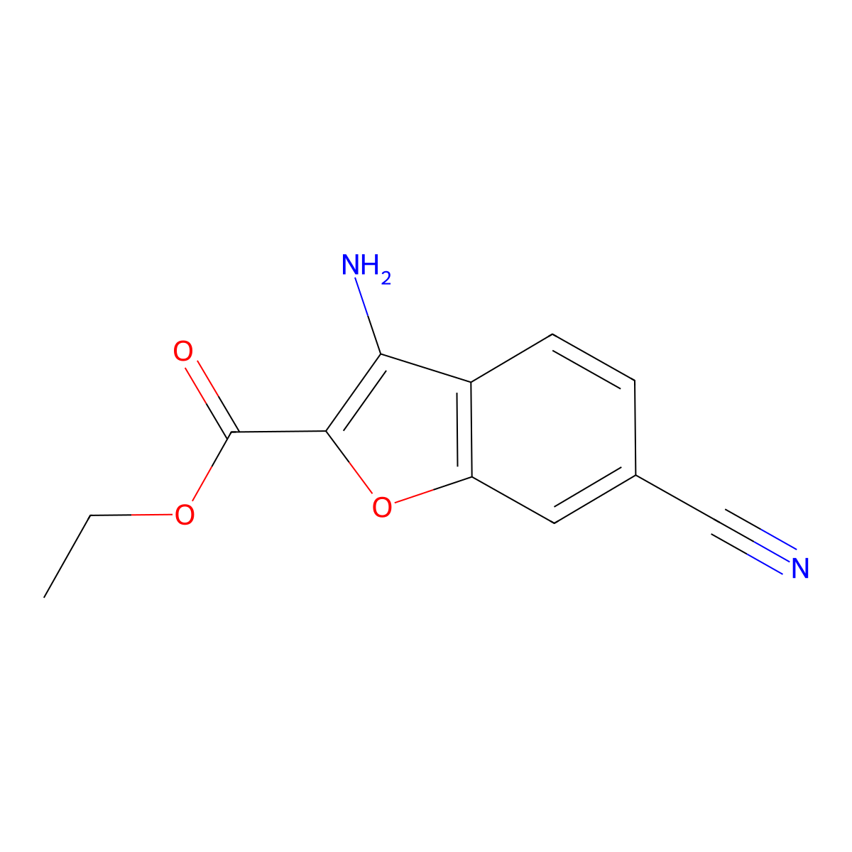Ethyl 3-amino-6-cyanobenzofuran-2-carboxylate molecular structure, CAS 1782594-34-6