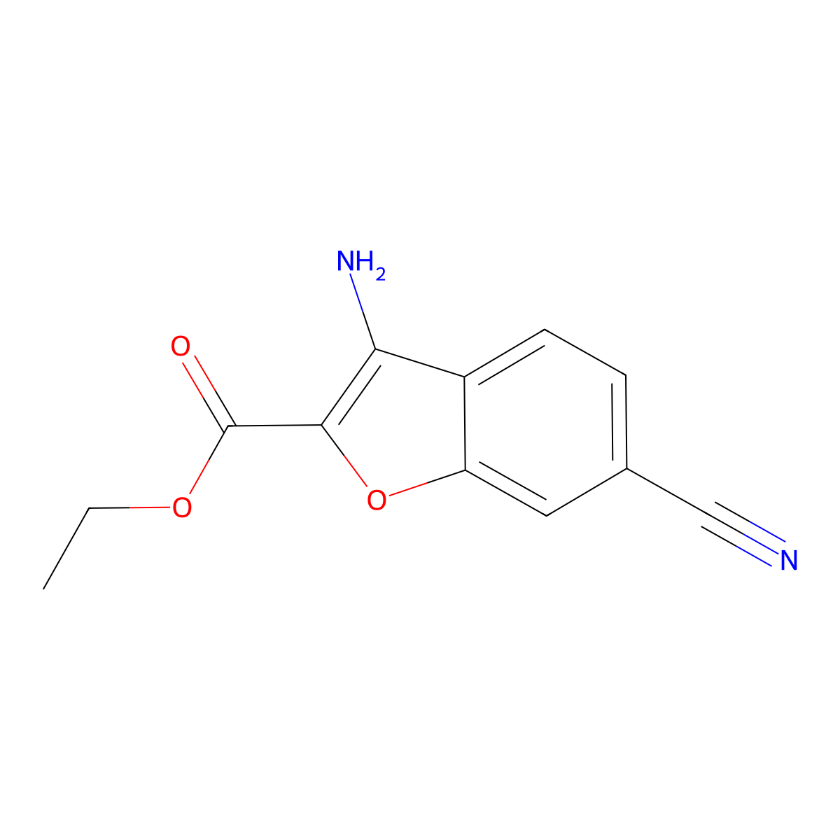 Ethyl 3-amino-6-cyanobenzofuran-2-carboxylate molecular structure, CAS 1782594-34-6