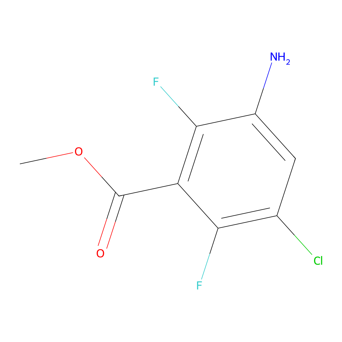 Methyl 3-amino-5-chloro-2,6-difluorobenzoate molecular structure, CAS 1782596-01-3