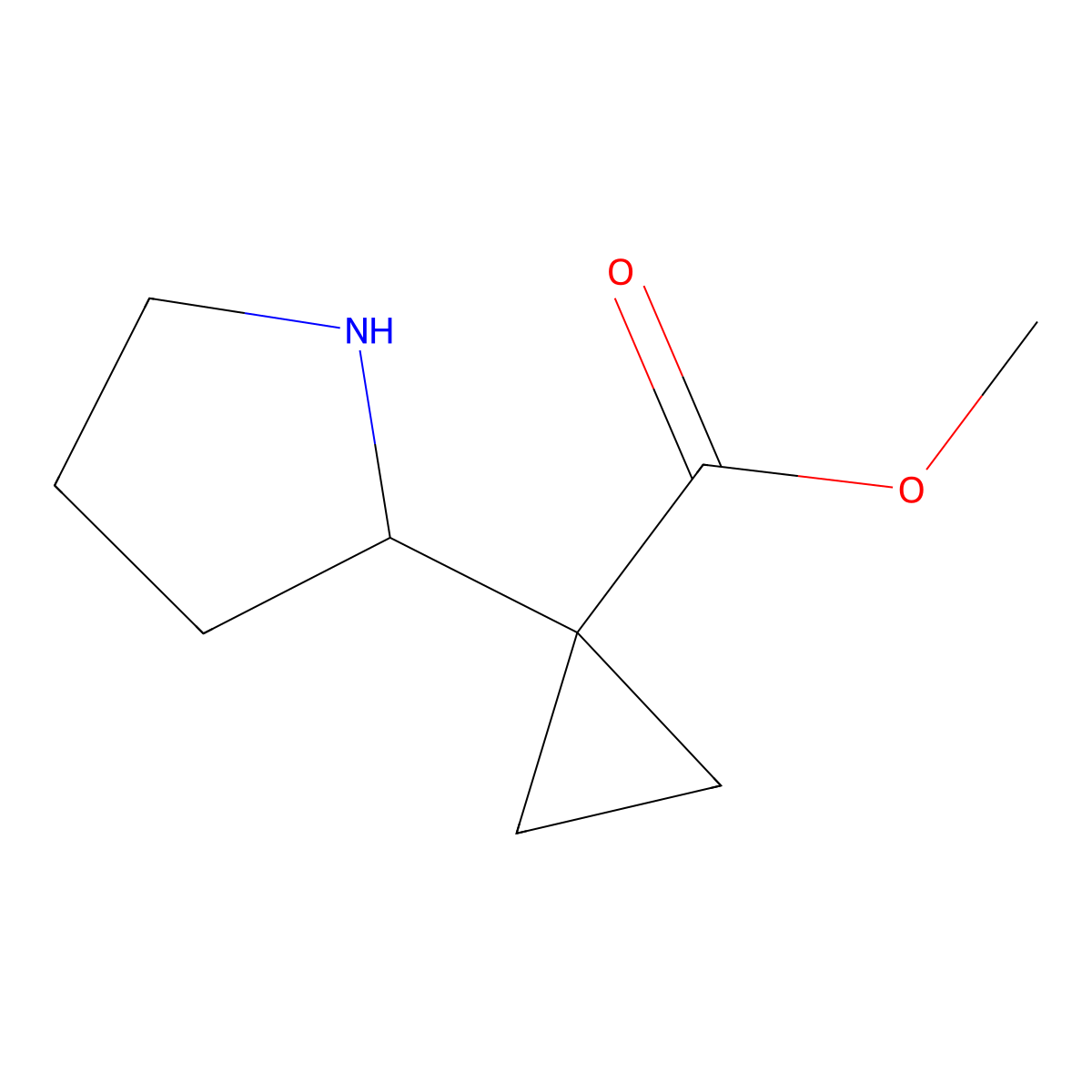 Methyl 1-(pyrrolidin-2-yl)cyclopropane-1-carboxylate molecular structure, CAS 1782596-31-9